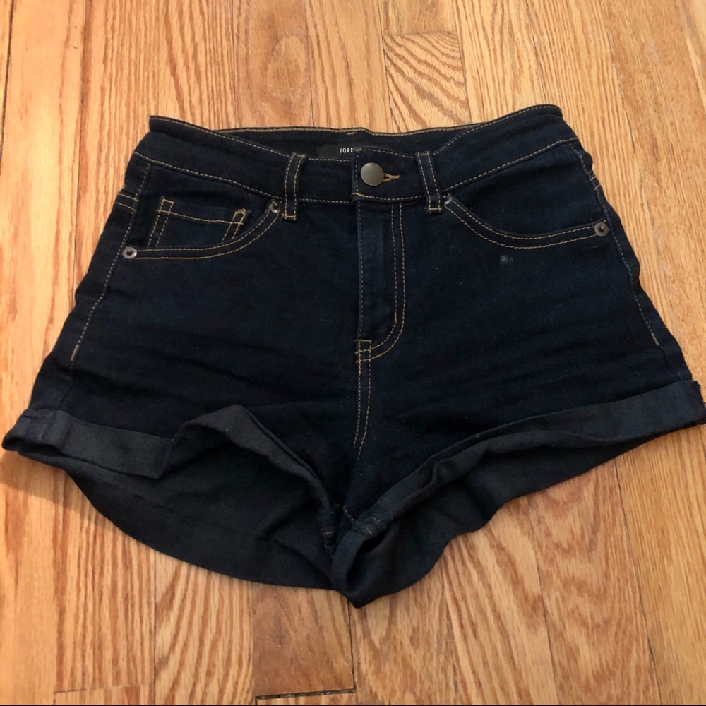 Forever 21 Dark Wash Navy Blue Denim Short Shorts